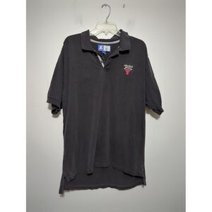 Starter Chicago Bulls Mens Polo Shirt Black NBA Basketball‎ Large